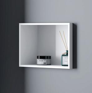 Biała półka wnękowa ścienna z odlewu mineralnego BA2513