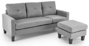 Popielata sofa z dostawianym podnóżkiem D8-D05