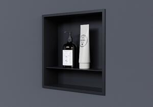 Półka wnękowa ścienna ze stali nierdzewnej NT303010XZe schowkiem - 30 x 30 x 10 cm