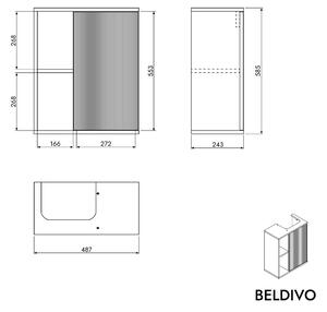 BELDIVO szafka podumywalkowa 50 cm z białą umywalką - drzwi prawe - różne kolory