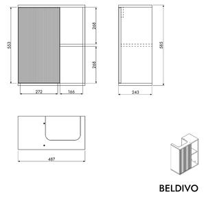 BELDIVO szafka podumywalkowa 50 cm z białą umywalką - drzwi lewe - różne kolory