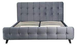 Szare tapicerowane pikowane łóżko małżeńskie 160x200 - Evolet