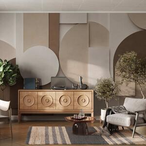 Fototapety Teksturowane beżowe figury geometryczne w wielowarstwowej kompozycji 3D – minimalistyczna,, Fototapety Geometryczne, w05598 : Uwalls.pl