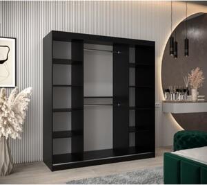 Szafa przesuwna garderoba Monaco 180 wys. 200 cm czarny + czarny