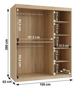 Szafa przesuwna garderoba Promo T3 150 wys. 200 cm sonoma + sonoma