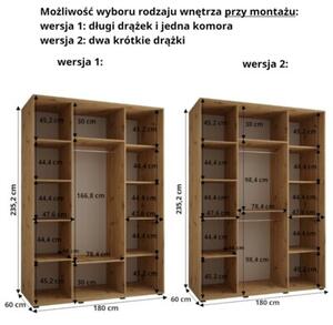 Szafa przesuwna wysoka Davos 1 180, gÅ. 60 cm artisan + biaÅy + srebrny