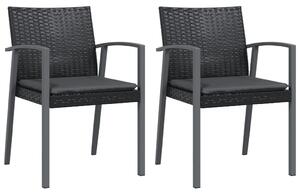 Krzesła ogrodowe z poduszkami, 2 szt., czarne, 56,5x57x83 cm