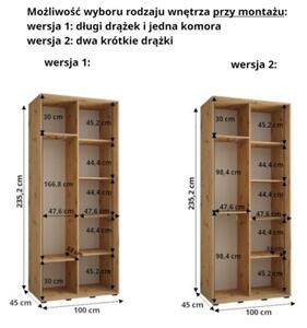 Szafa przesuwna wysoka Davos 1 100, gÅ. 45 cm czarny + biaÅy + srebrny