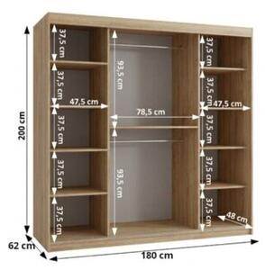 Szafa przesuwna garderoba Verona 1 180 wys. 200 cm sonoma + biaÅy