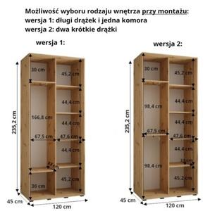 Szafa przesuwna wysoka Davos 1 120, gÅ. 45 cm biaÅy + czarny + czarny