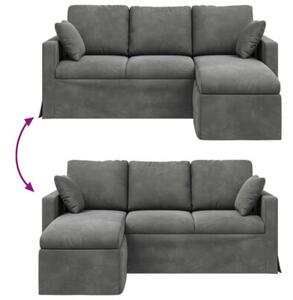 Nowoczesna sofa aksamitna w kolorze ciemnoszarym z metalowÄ ramÄ