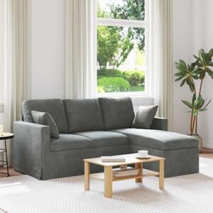 Nowoczesna sofa aksamitna w kolorze ciemnoszarym z metalowÄ ramÄ