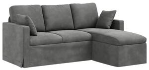 Nowoczesna sofa aksamitna w kolorze ciemnoszarym z metalowÄ ramÄ