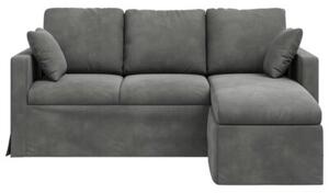 Nowoczesna sofa aksamitna w kolorze ciemnoszarym z metalowÄ ramÄ
