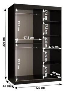 Szafa przesuwna z lustrem garderoba Royal 120 wys. 200 cm czarny