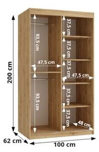 Szafa przesuwna garderoba Verona 1 100 wys. 200 cm artisan + biaÅy