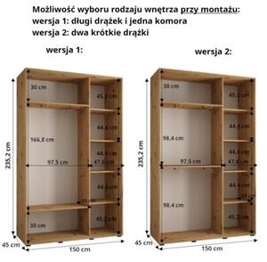 Szafa przesuwna wysoka Davos 1 150, gÅ. 45 cm czarny + biaÅy + zÅoty