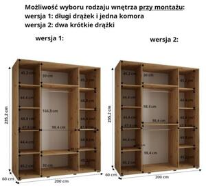 Szafa przesuwna wysoka Davos 1 200, gÅ. 60 cm artisan + czarny + czarny