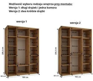 Szafa przesuwna wysoka Davos 1 160, gÅ. 60 cm czarny + biaÅy + czarny