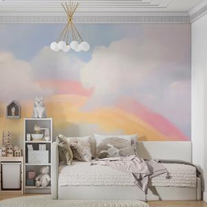 Fototapety Abstrakcyjna tęcza wśród chmur – imitacja obrazu, Fototapety Dziecięce, Fototapeta tęcza dla dzieci, w05592 : Uwalls.pl