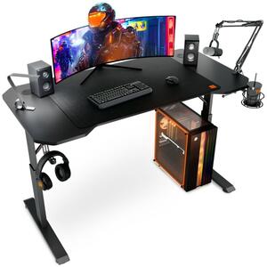Biurko Gamingowe z RegulacjÄ WysokoÅci TREX E-SPORTS VECTOR TX-1260GD 120x60 cm Uchwyt na Kubek i SÅuchawki Czarny