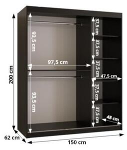 Szafa przesuwna garderoba Elypse 150 wys. 200 cm czarny + czarny