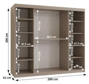 Szafa przesuwna z lustrem garderoba Rubino V2 200 wys. 200 cm kaszmir