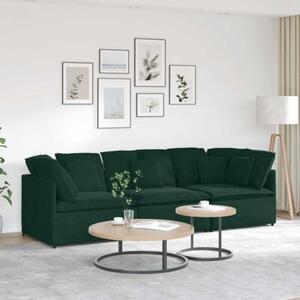 Sofa moduÅowa z poduszkami aksamitna ciemnozielona
