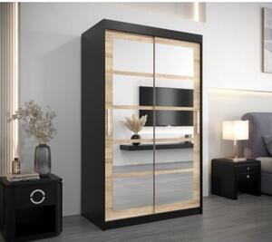 Szafa przesuwna garderoba Roma 2 120 wys. 200 cm czarny + sonoma