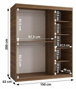 Szafa przesuwna z lustrem garderoba Ultra 150 wys. 200 cm orzech warmia