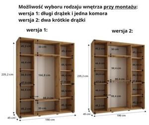 Szafa przesuwna wysoka Davos 1 190, gÅ. 45 cm czarny + artisan + czarny