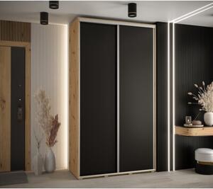 Szafa przesuwna wysoka Davos 1 130, gÅ. 60 cm artisan + czarny + srebrny