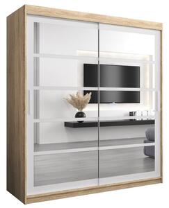 Szafa przesuwna garderoba Roma 2 180 wys. 200 cm sonoma + biaÅy