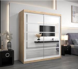 Szafa przesuwna garderoba Roma 2 180 wys. 200 cm sonoma + biaÅy