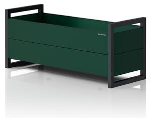 Osłona donica na kwiaty metalowa niska butelkowozielono-antracytowa: MARGARET 1000 x 430 x 380 mm