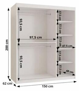 Szafa przesuwna garderoba Promo T3 150 wys. 200 cm biaÅy + sonoma