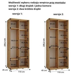 Szafa przesuwna wysoka Davos 1 110, gÅ. 45 cm biaÅy + czarny + srebrny