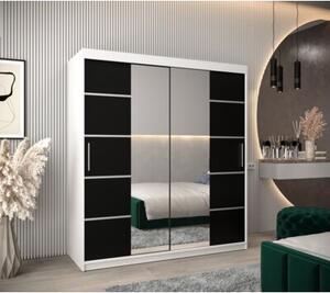Szafa przesuwna garderoba Verona 4 180 wys. 200 cm biaÅy + czarny
