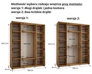Szafa przesuwna wysoka Davos 1 200, gÅ. 45 cm biaÅy + artisan + srebrny