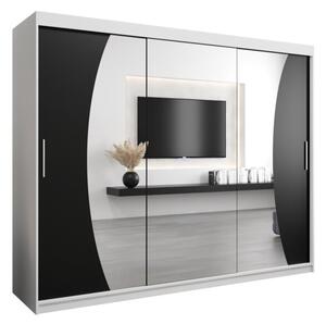 Szafa przesuwna garderoba Wave 250 wys. 200 cm biaÅy + czarny