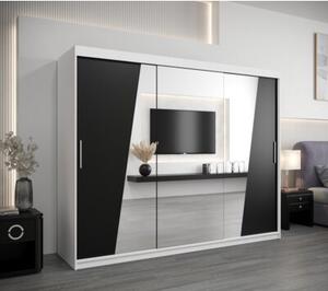 Szafa przesuwna garderoba Wave 250 wys. 200 cm biaÅy + czarny