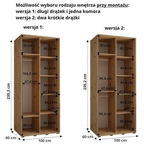 Szafa przesuwna wysoka Davos 1 100, gÅ. 60 cm czarny + biaÅy + zÅoty
