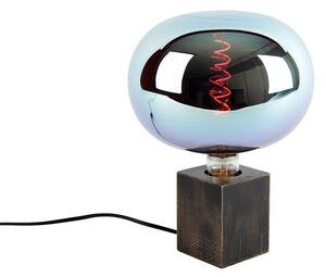Lampa stołowa rustykalna z drewna czarnego z wbudowanym LED G220 - Bloc Oswietlenie wewnetrzne