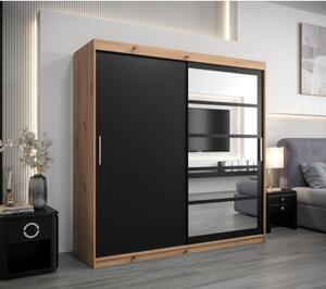 Szafa przesuwna garderoba Roma 1 200 wys. 200 cm artisan + czarny