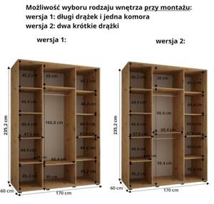 Szafa przesuwna wysoka Davos 1 170, gÅ. 60 cm czarny + biaÅy + zÅoty
