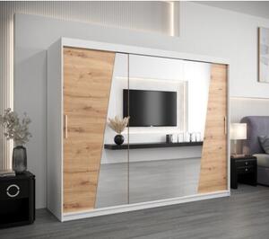 Szafa przesuwna garderoba Wave 250 wys. 200 cm biaÅy + artisan