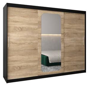 Szafa przesuwna garderoba Promo T2 250 wys. 200 cm czarny + sonoma
