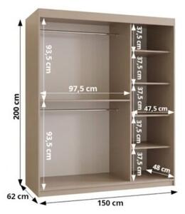 Szafa przesuwna z lustrem garderoba Rubino V2 150 wys. 200 cm kaszmir