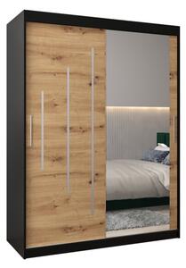 Szafa przesuwna garderoba York 2 150 wys. 200 cm czarny + artisan
