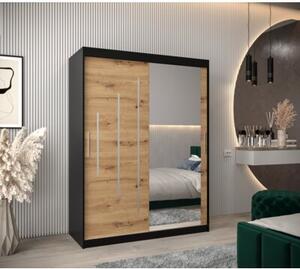 Szafa przesuwna garderoba York 2 150 wys. 200 cm czarny + artisan